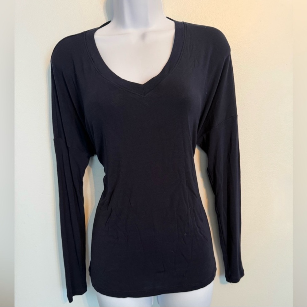 CAbi Black V-Neck Long Sleeve Top